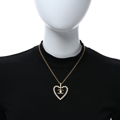 Chanel Crystal CC Heart Necklace Gold 2 of 4