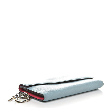 Christian Dior Bullcalf Diorissimo Long Wallet Sky Blue Pink 4 of 19