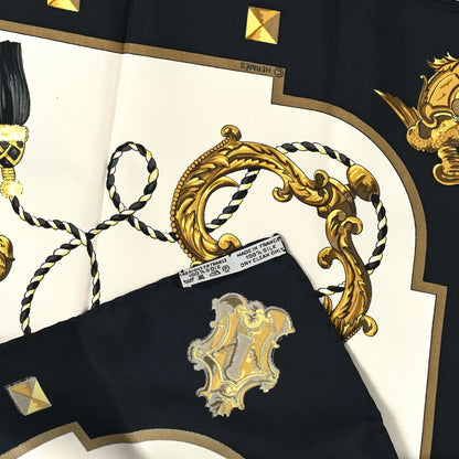 Hermes Silk Keys Les Cles Scarf 90 Black Gold 3 of 3
