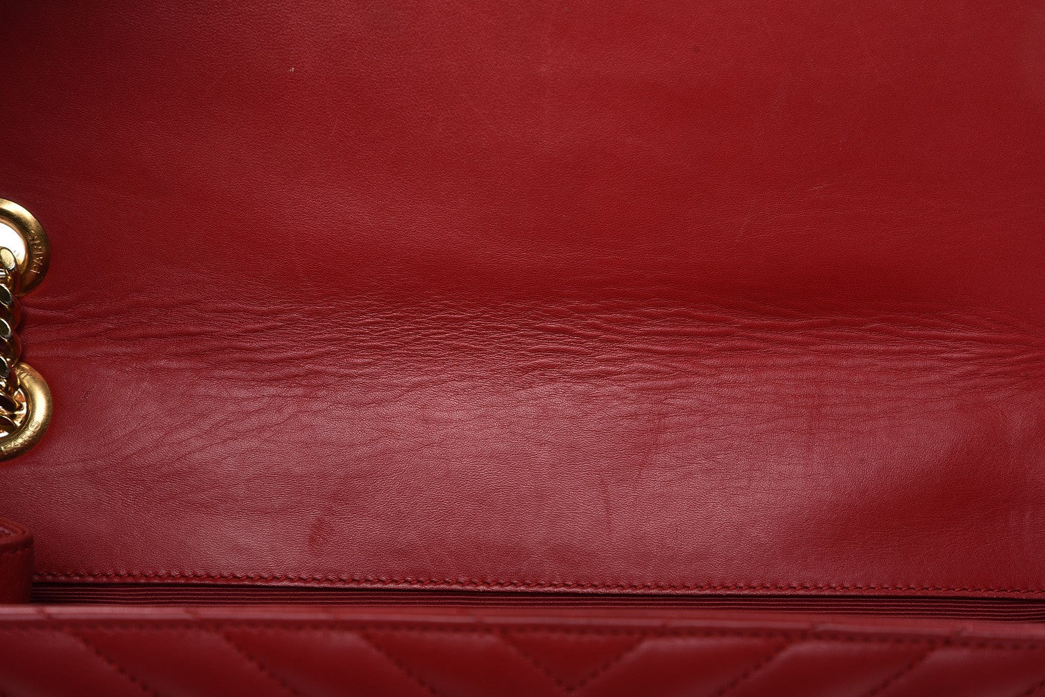 Saint Laurent Lambskin Matelasse Chevron Large Monogram Satchel Red 11 of 18