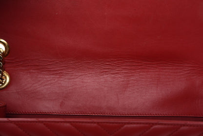 Saint Laurent Lambskin Matelasse Chevron Large Monogram Satchel Red 11 of 18