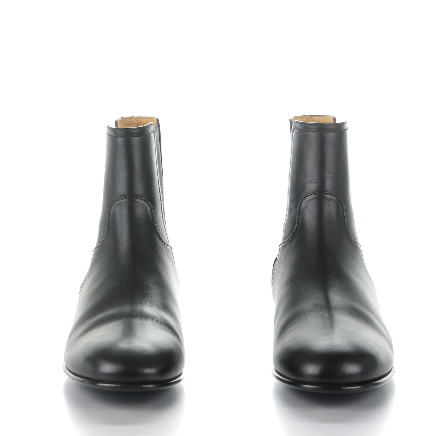 Calfskin Elastic Short Boots 40 Black