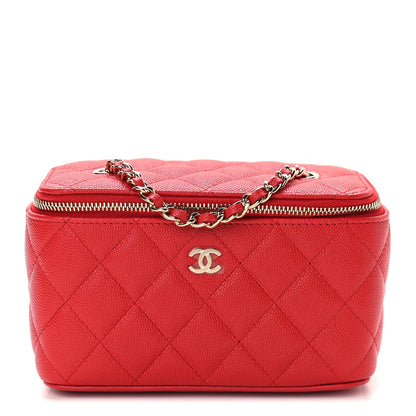 Chanel Caviar Quilted Small Vanity Case With Chain Red 1 of 9