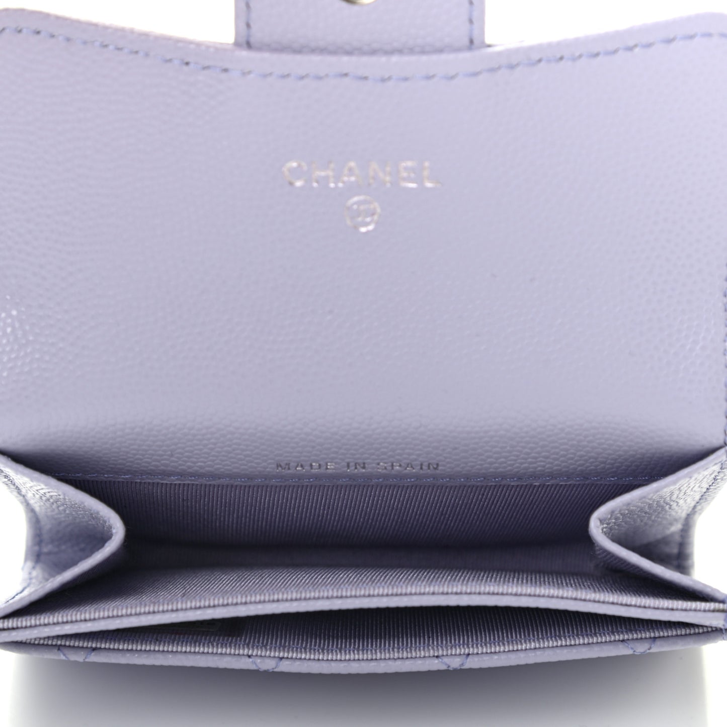 Caviar Quilted Flap Card Holder Wallet Light Purple
