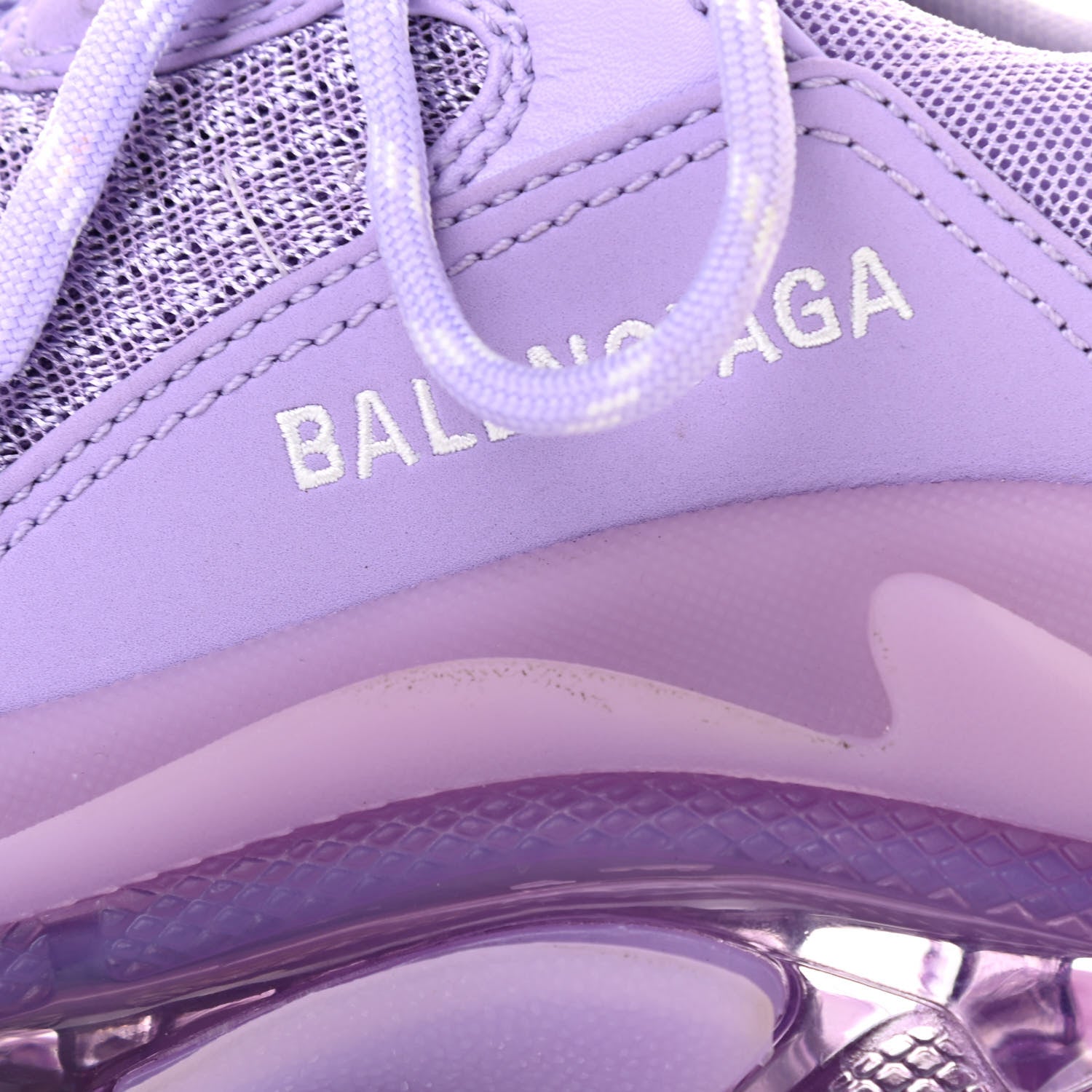 Balenciaga Fabric Mesh Clear Sole Womens Triple S Sneakers 37 Light Lilac White 11 of 14