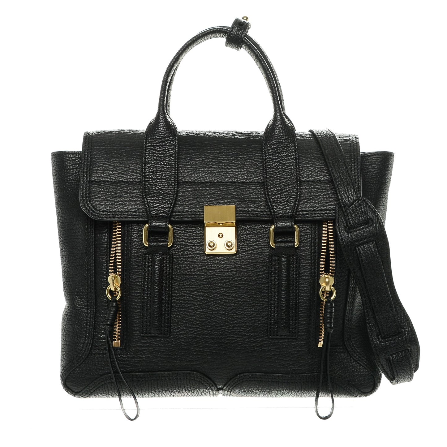 3.1 Textured Calfskin Medium Pashli Satchel Black
