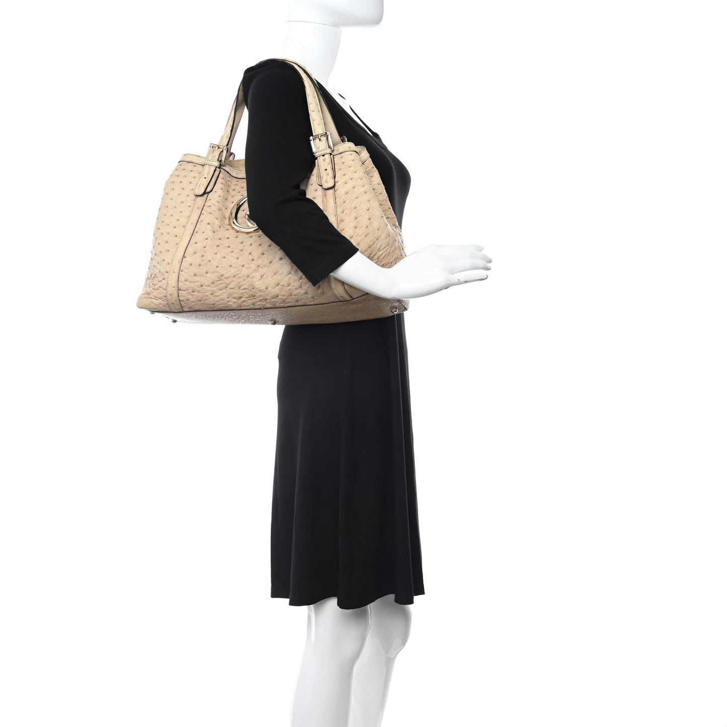 Ostrich Medium Britt Tote Beige