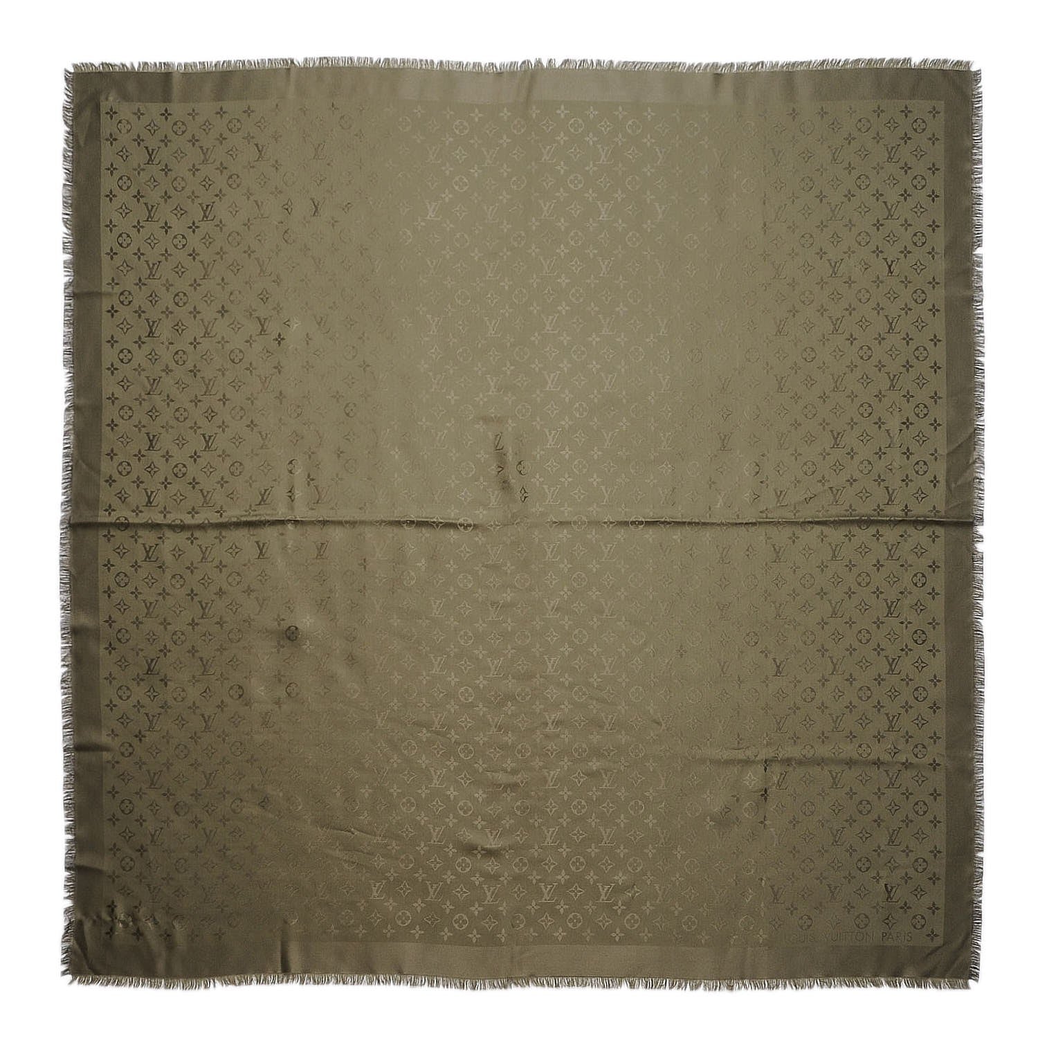 Louis Vuitton Silk Wool Monogram Shawl Kaki 1 of 4