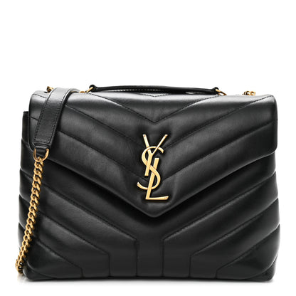 Saint Laurent Calfskin Y Quilted Monogram Small Loulou Chain Satchel Black 2 of 11