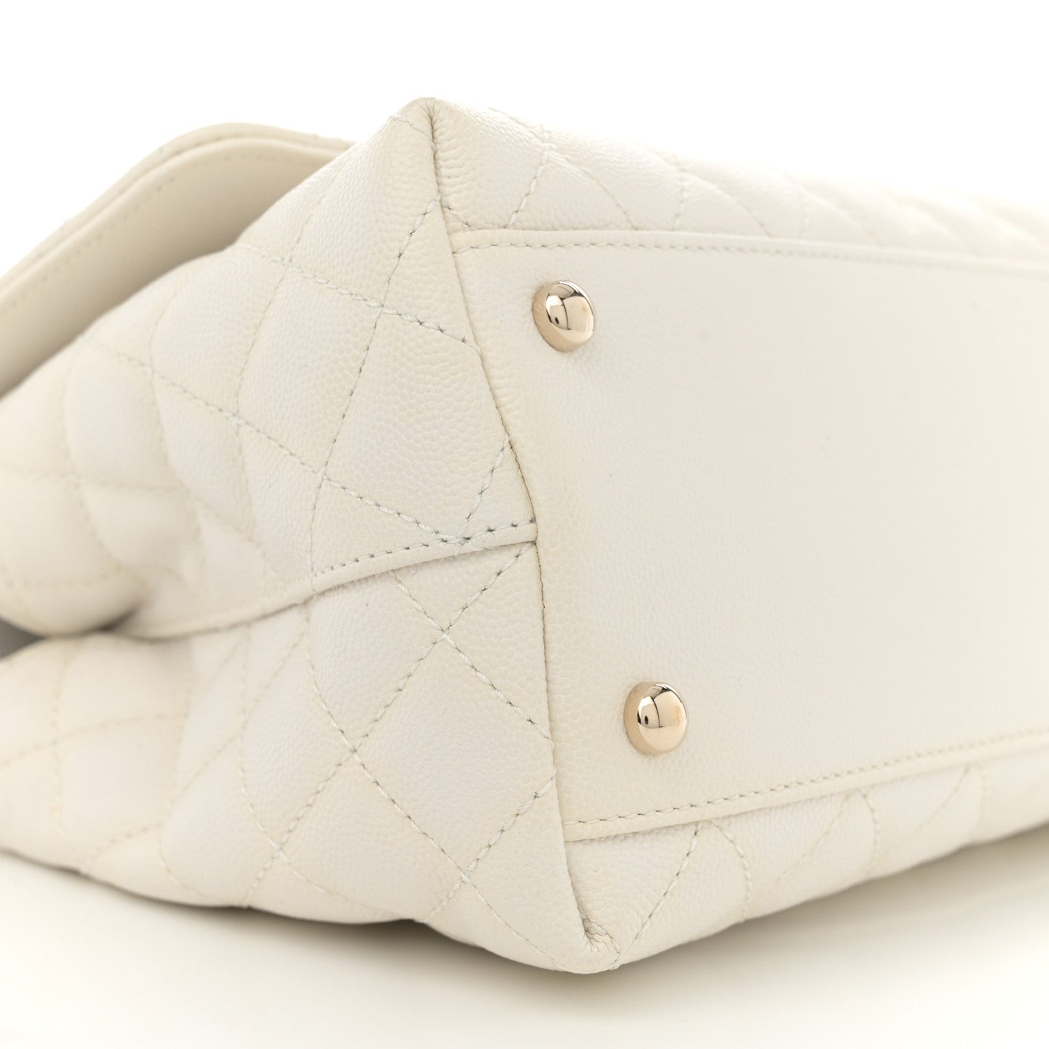 Chanel Caviar Quilted Small Coco Handle Flap White 9 of 11