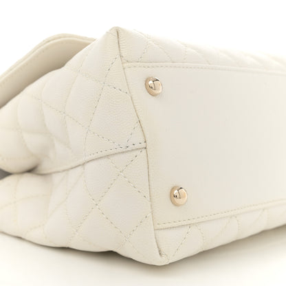 Chanel Caviar Quilted Small Coco Handle Flap White 9 of 11