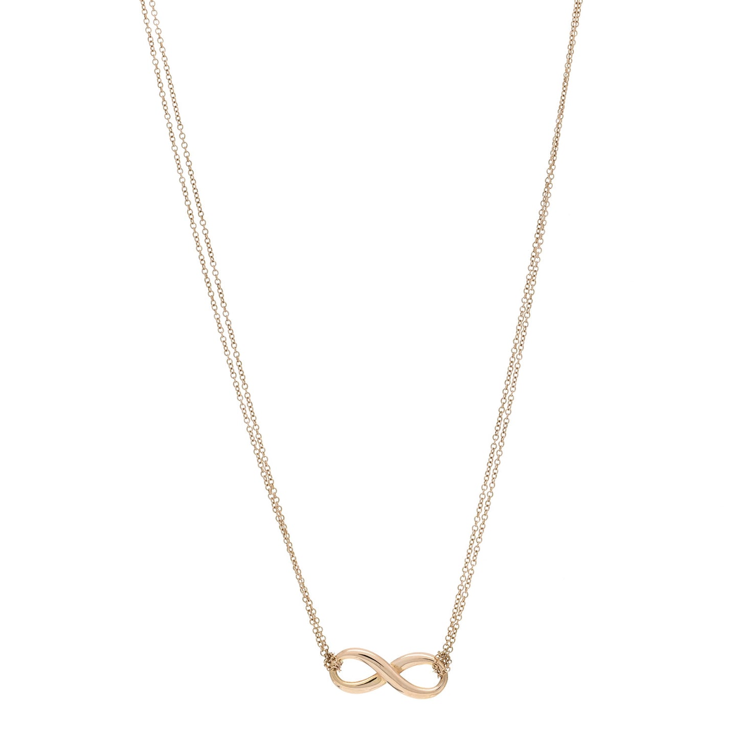 18K Rose Gold Infinity Double Chain Pendant Necklace