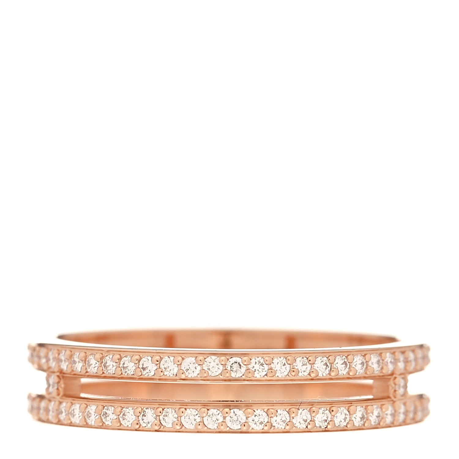 Hermes 18K Rose Gold Diamond Ariane Wedding Band Ring 49 5 3 of 5