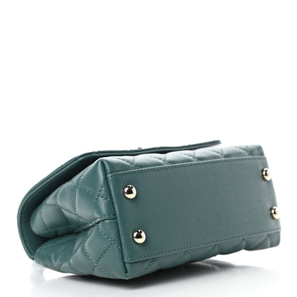 Chanel Caviar Quilted Extra Mini Coco Handle Flap Green 3 of 4