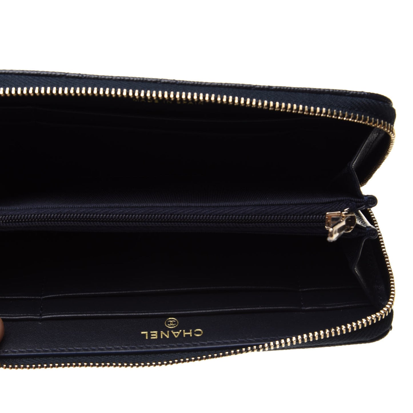 Caviar Quilted Small Zip Around Wallet Navy