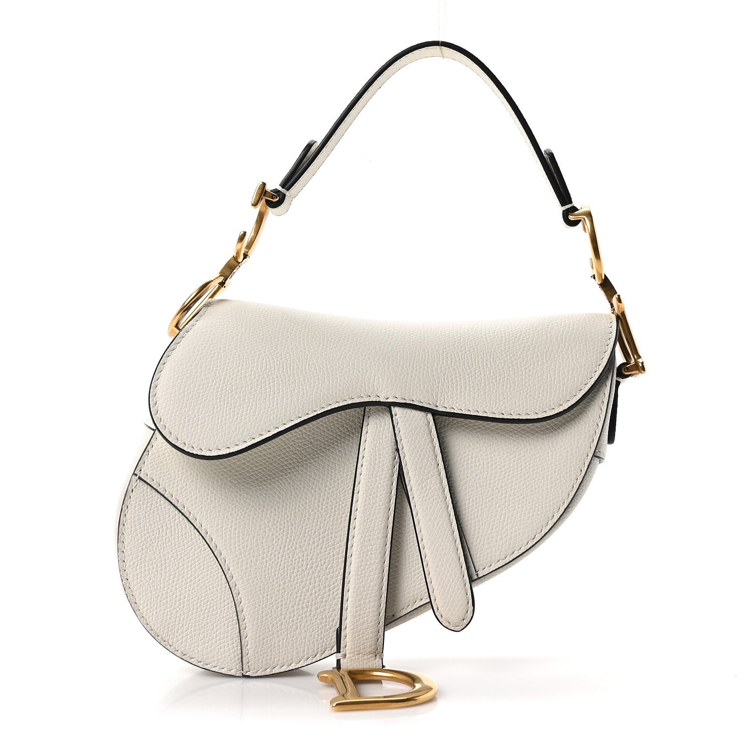 Christian Dior Grained Calfskin Mini Saddle Bag White 1 of 9