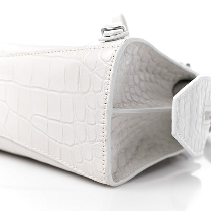 Balenciaga Extra Supple Calfskin Crocodile Embossed Neo Classic Silver Hardware Mini City White 8 of 9