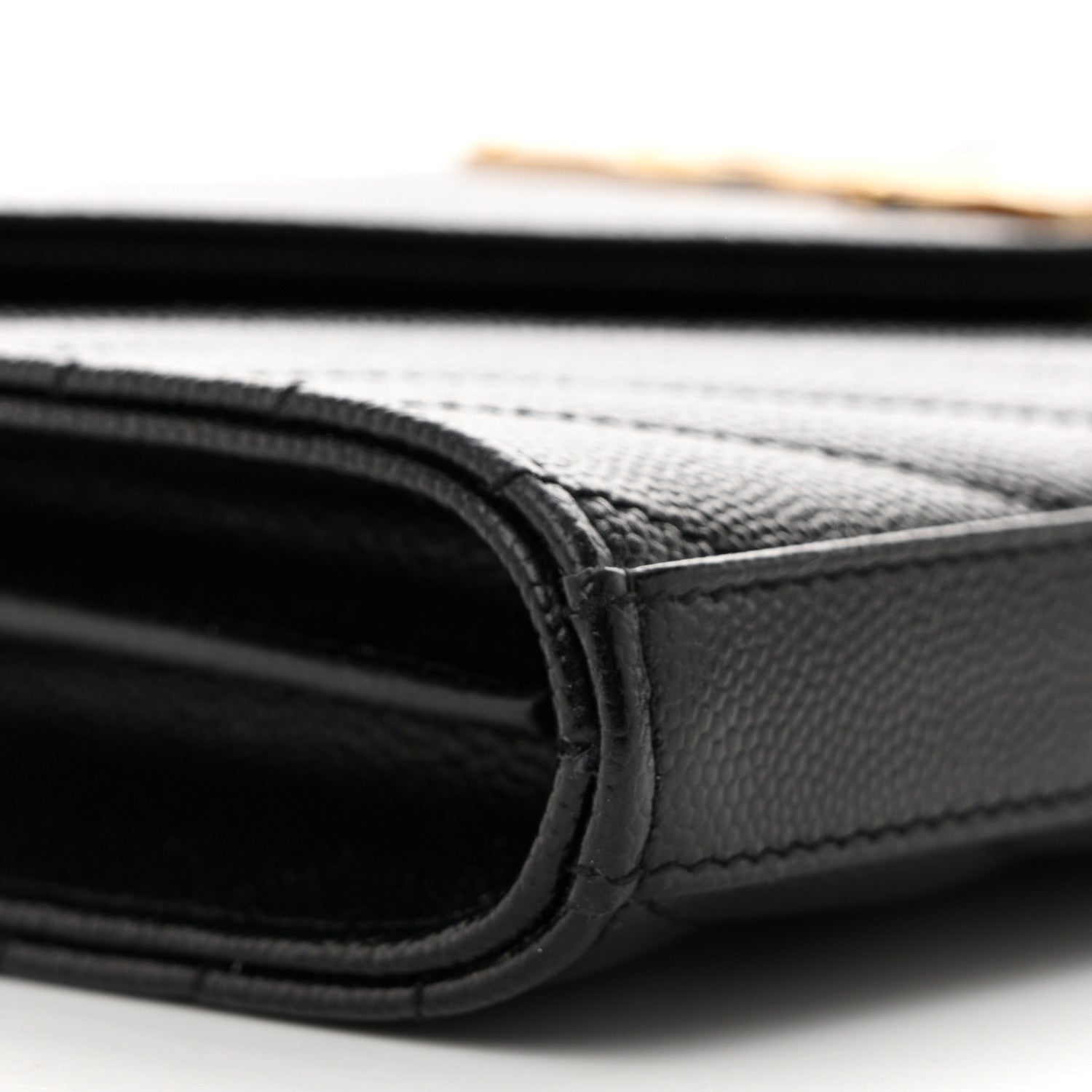Saint Laurent Grain De Poudre Matelasse Chevron Monogram Chain Wallet Black 8 of 10
