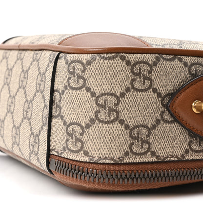 Gucci GG Supreme Monogram Textured Calfskin Emblem Mini Crossbody Beige Dark Brown 9 of 9