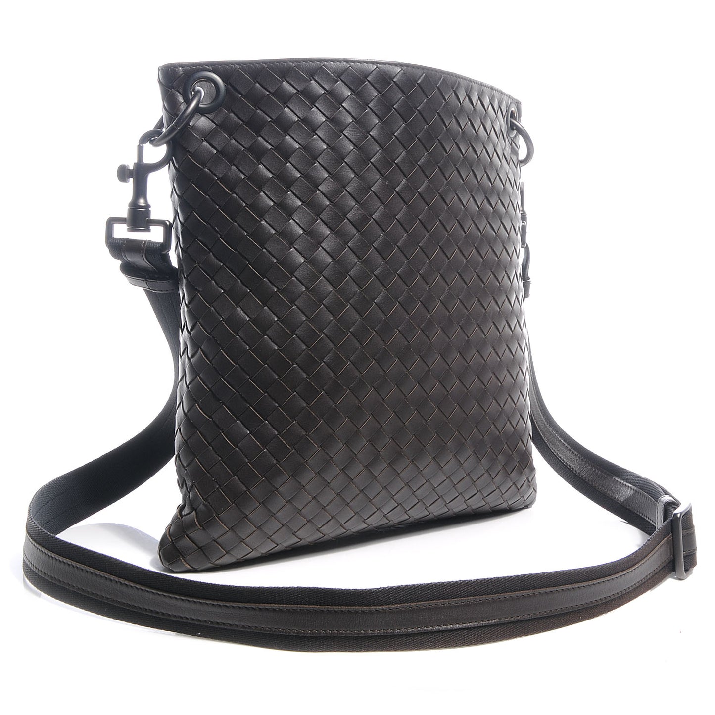 Nappa Intrecciato VN Flat Messenger Bag Ebano