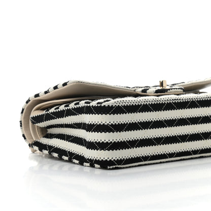 Chanel Jersey Quilted Medium Coco Sailor Flap Black White 8 of 11