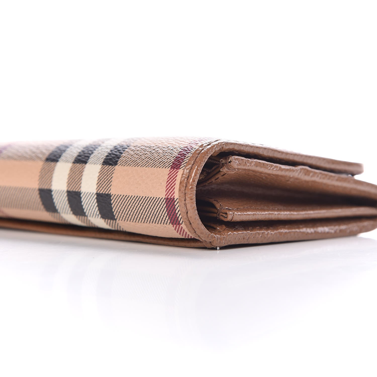 Burberry Patent Haymarket Check Penrose Continental Wallet Light Brown 10 of 13
