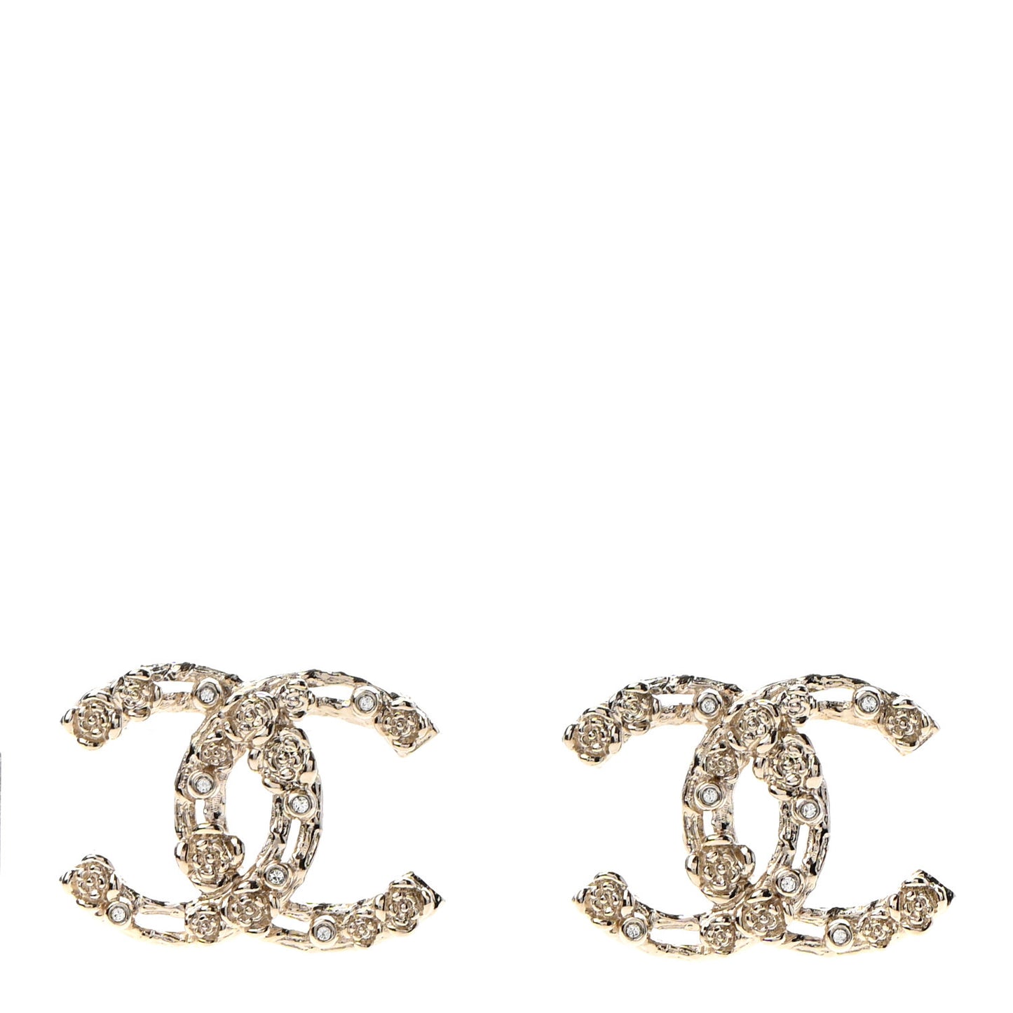 Crystal CC Camellia Earrings Gold