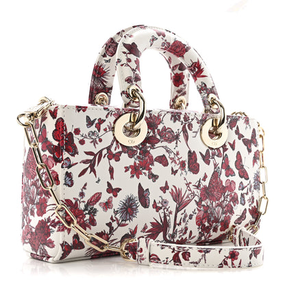 Christian Dior Calfskin Le Coeur Des Papillons Small Lady D-Joy White 2 of 12