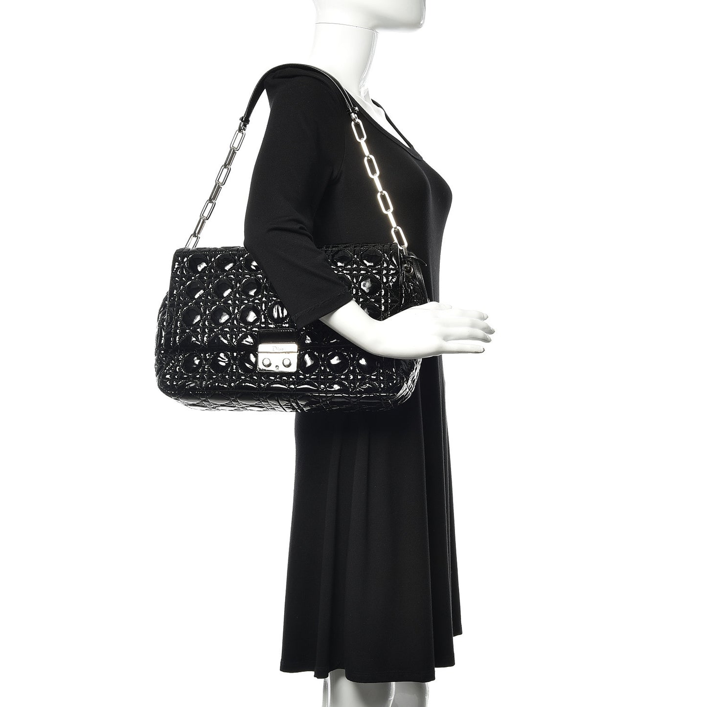 Patent Cannage Large New Lock Flap Bag Black