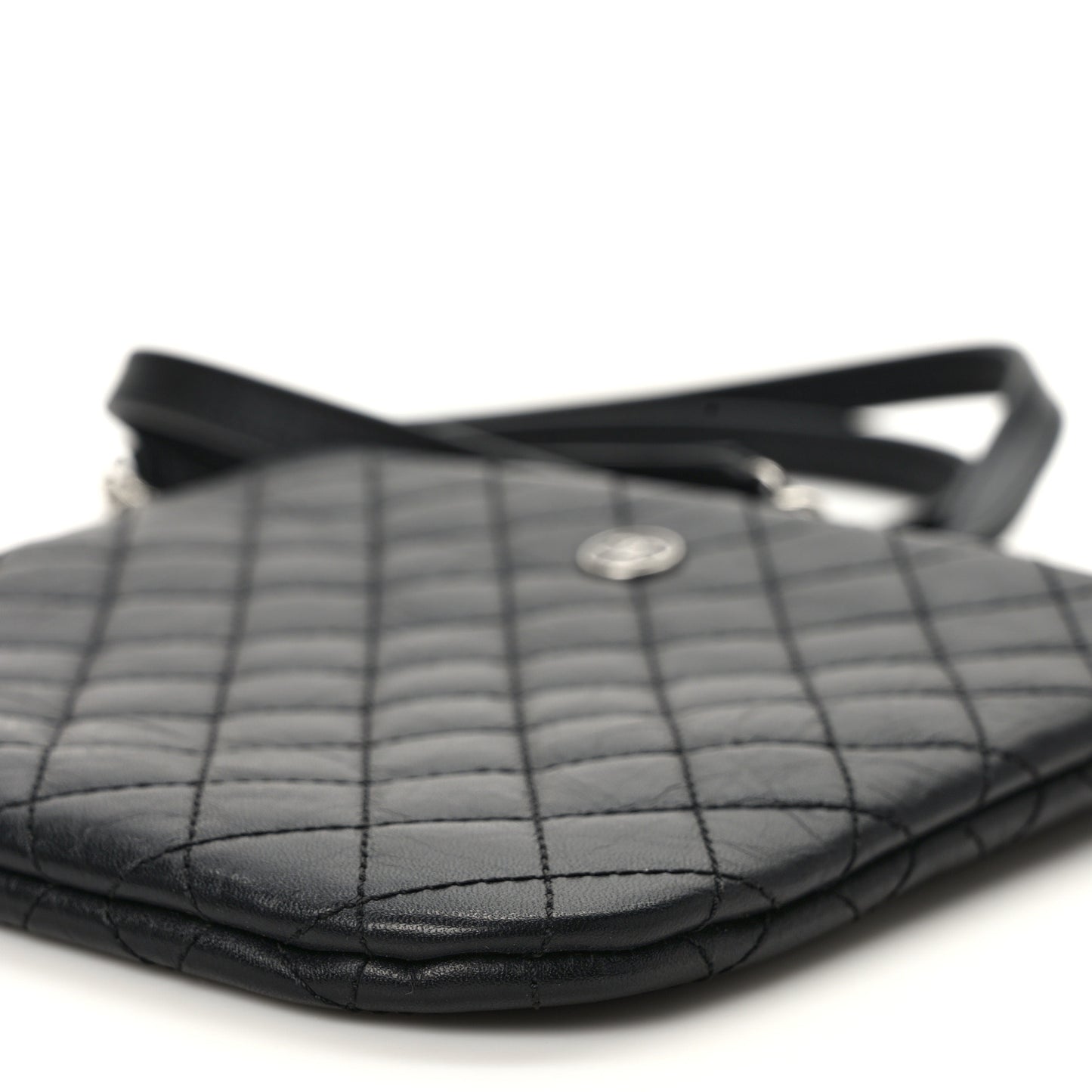 Aged Calfskin Quilted Crossbody Bag Black