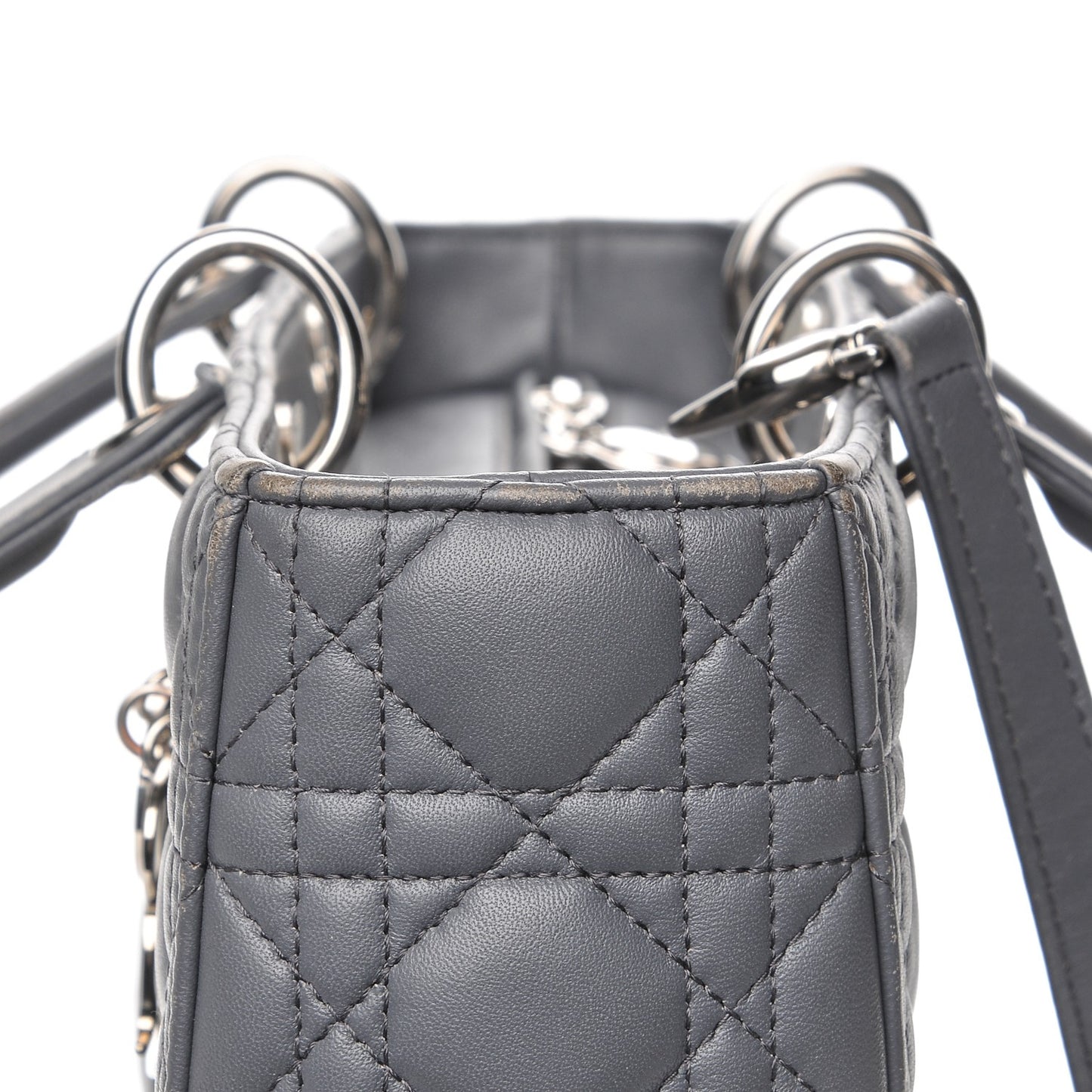 Lambskin Cannage Large Lady Dior Grey
