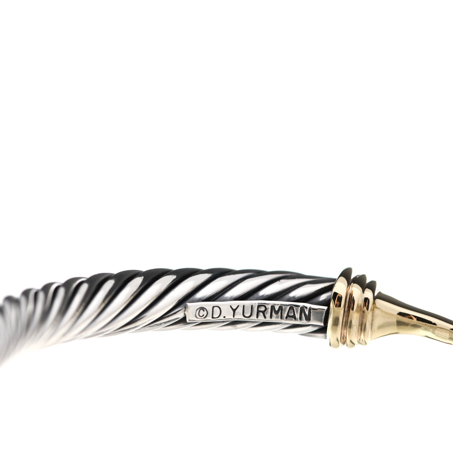David Yurman Sterling Silver 14K Yellow Gold 5mm Cable Classic Buckle Bracelet 3 of 4