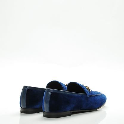 Gucci Velvet Horsebit Jordaan Loafers 38 Cobalt 4 of 8