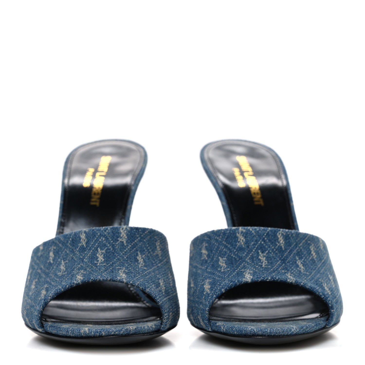 Saint Laurent Denim Monogram La 16 Mule Sandals 38 Blue Jeans 3 of 11