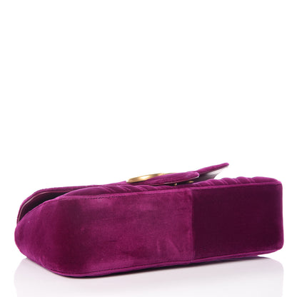 Gucci Velvet Matelasse Small GG Marmont Shoulder Bag Fuchsia Violet Cyclamen 4 of 12