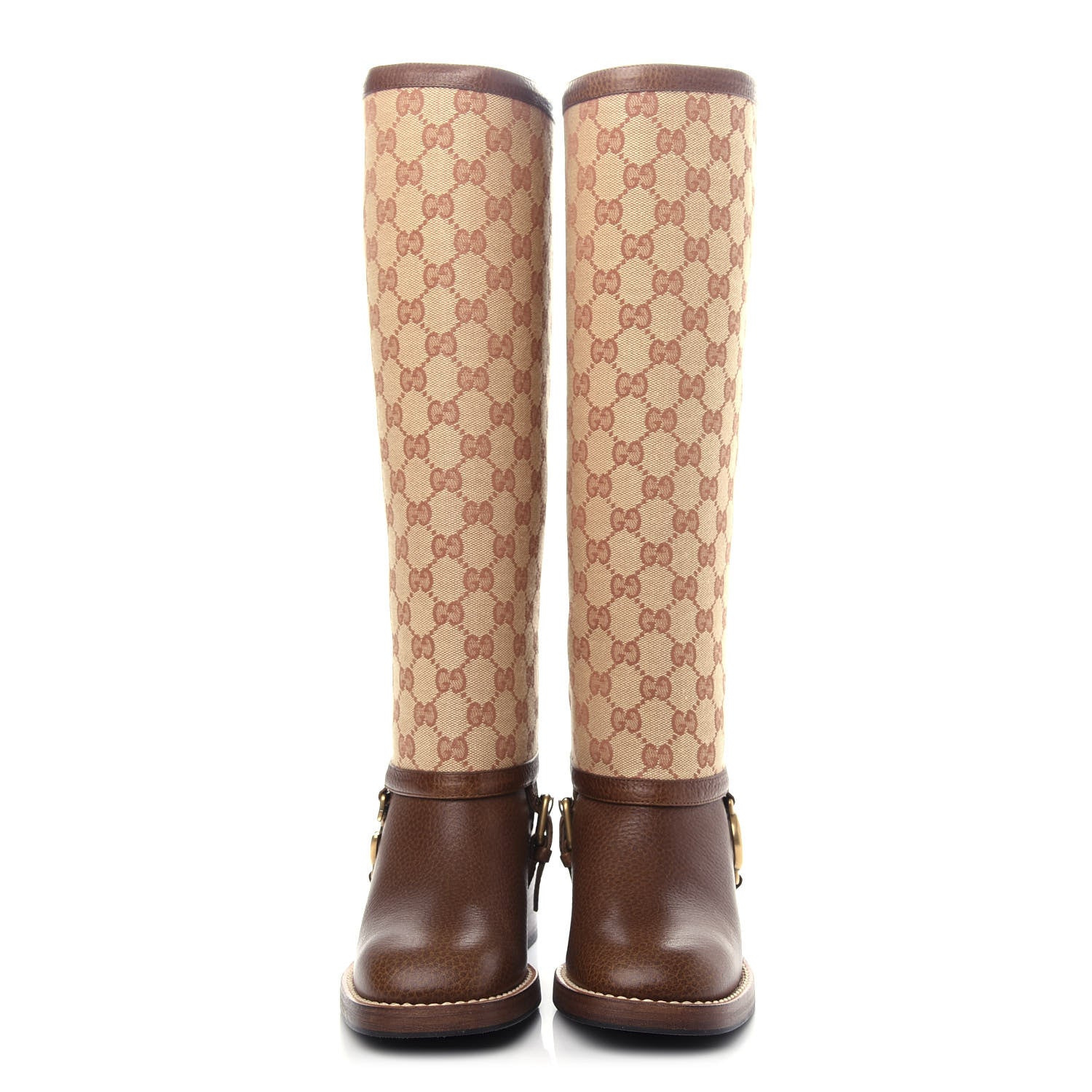 Gucci GG Monogram Calfskin Lola Tall Boots 35.5 Beige Ruggine 2 of 10