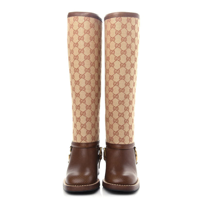 Gucci GG Monogram Calfskin Lola Tall Boots 35.5 Beige Ruggine 2 of 10
