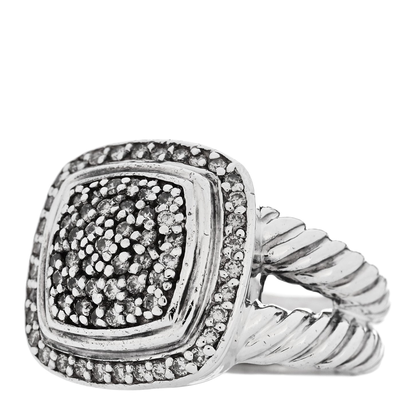 Sterling Silver Diamond 11mm Albion Pave Ring 52 6