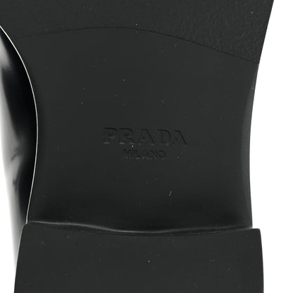 Prada Spazzolato Metal Triangle Logo 50mm Loafers 38 Black 6 of 9