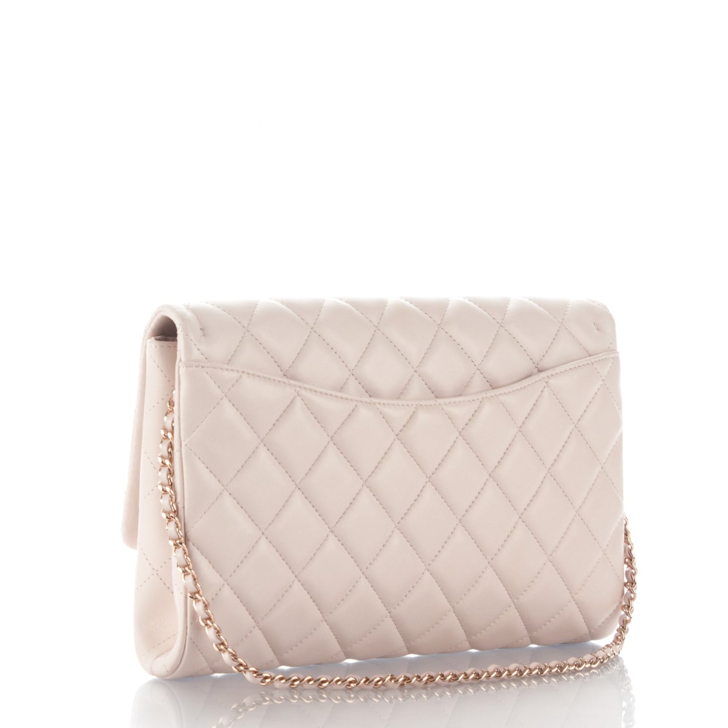 Lambskin Quilted Clutch With Chain Flap Light Pink