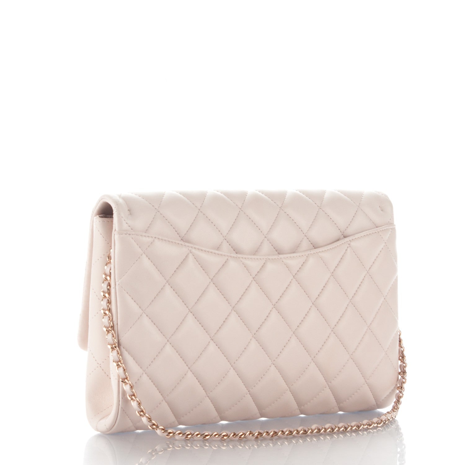 Chanel Lambskin Quilted Clutch With Chain Flap Light Pink 3 of 8