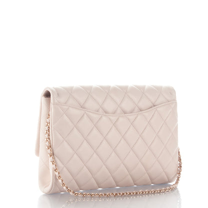 Chanel Lambskin Quilted Clutch With Chain Flap Light Pink 3 of 8