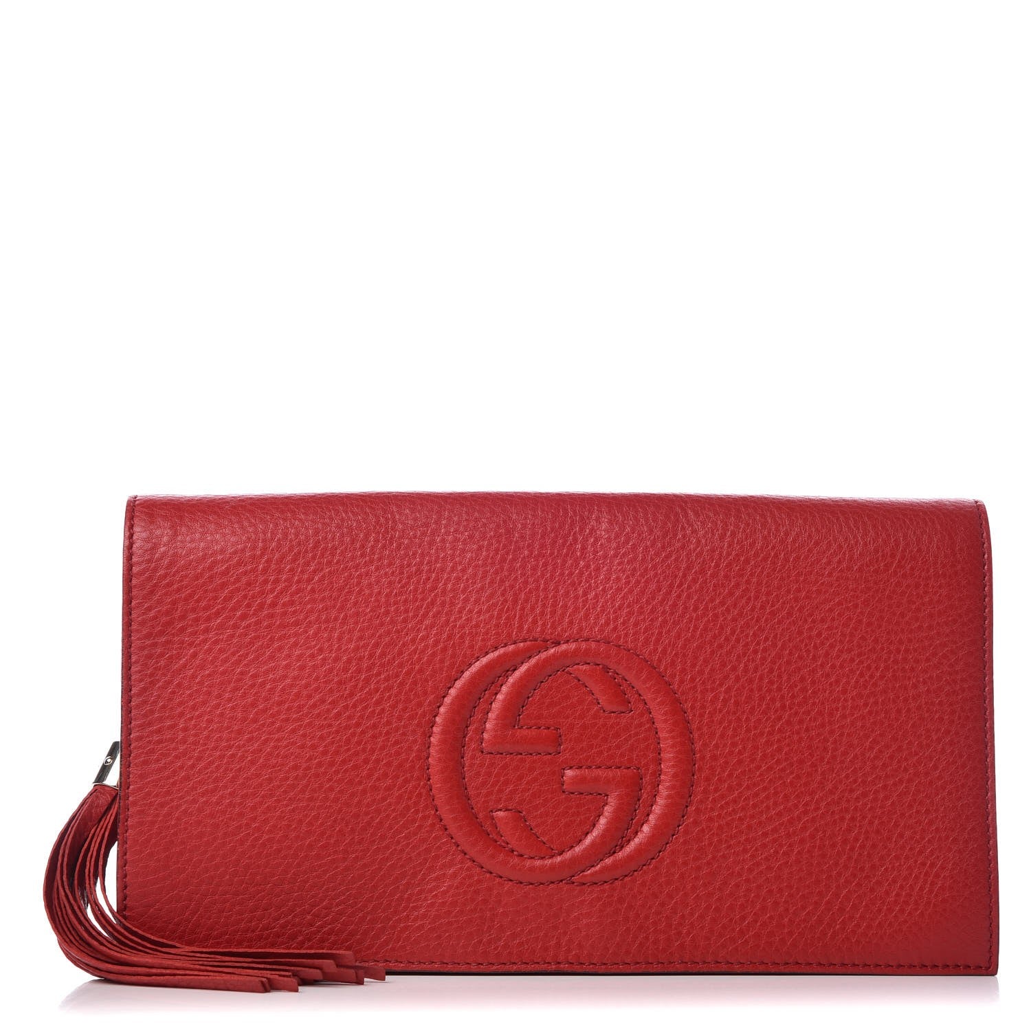 Gucci Pebbled Calfskin Medium Soho Clutch Red 1 of 9