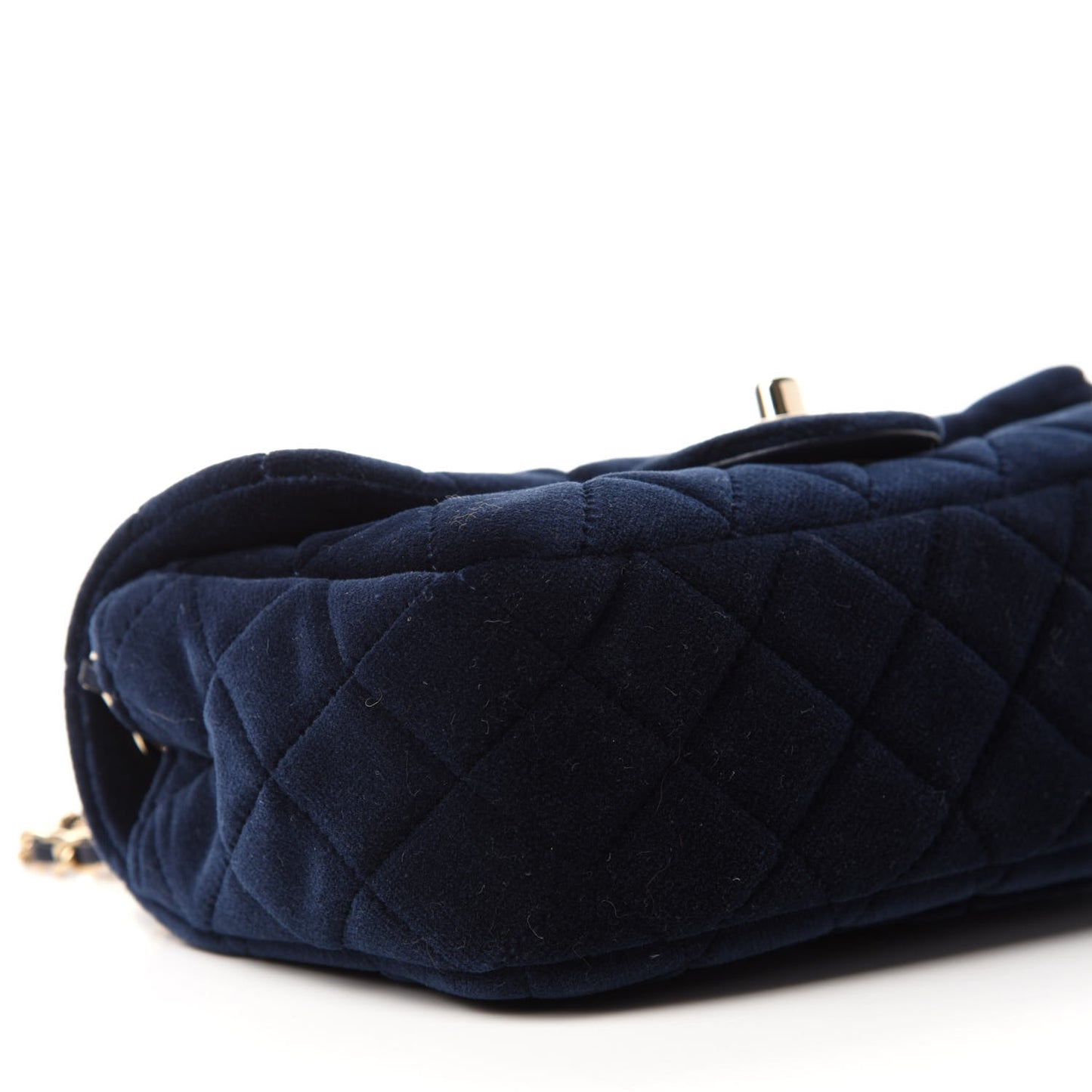 Velvet Quilted Mini Rectangular Pearl Crush Flap Navy