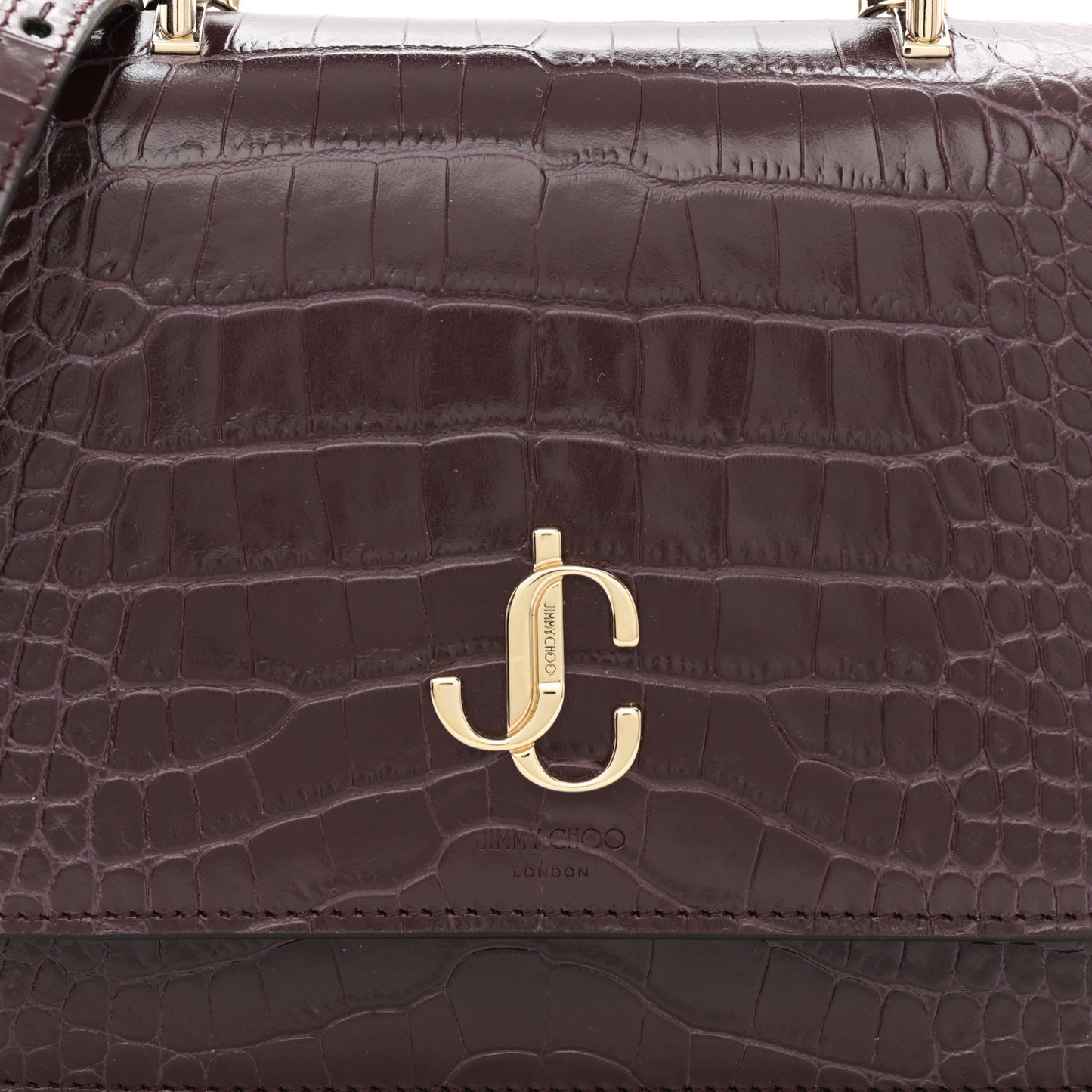 Calfskin Crocodile Embossed Medium JC Top Handle Bordeaux