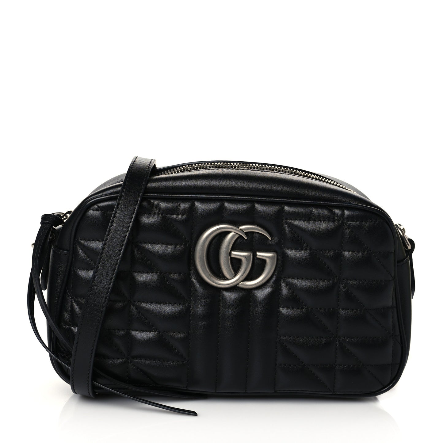 Calfskin Matelasse Aria Small GG Marmont Chain Shoulder Bag Black