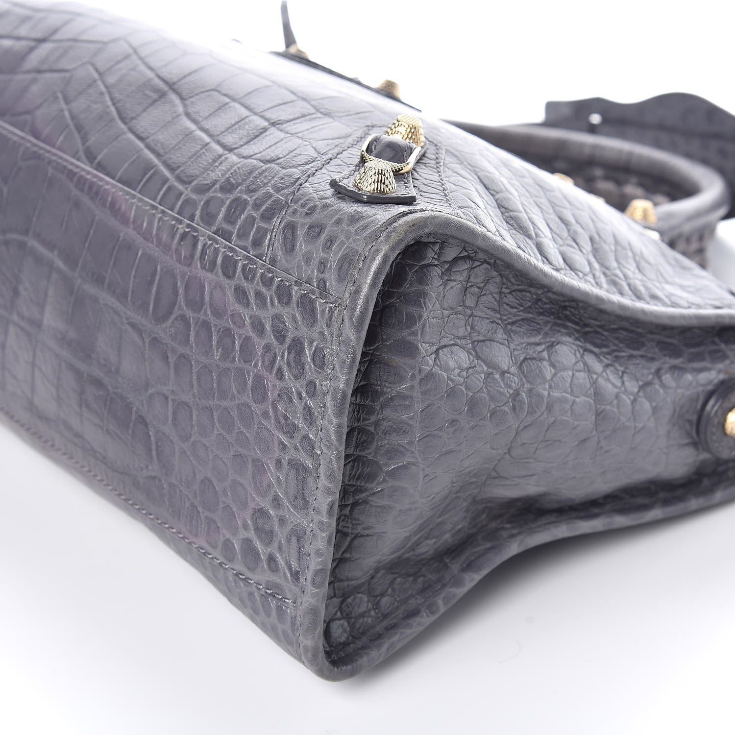 Balenciaga Calfskin Crocodile Embossed Giant 12 Gold Hardware City Gris Beton 12 of 12