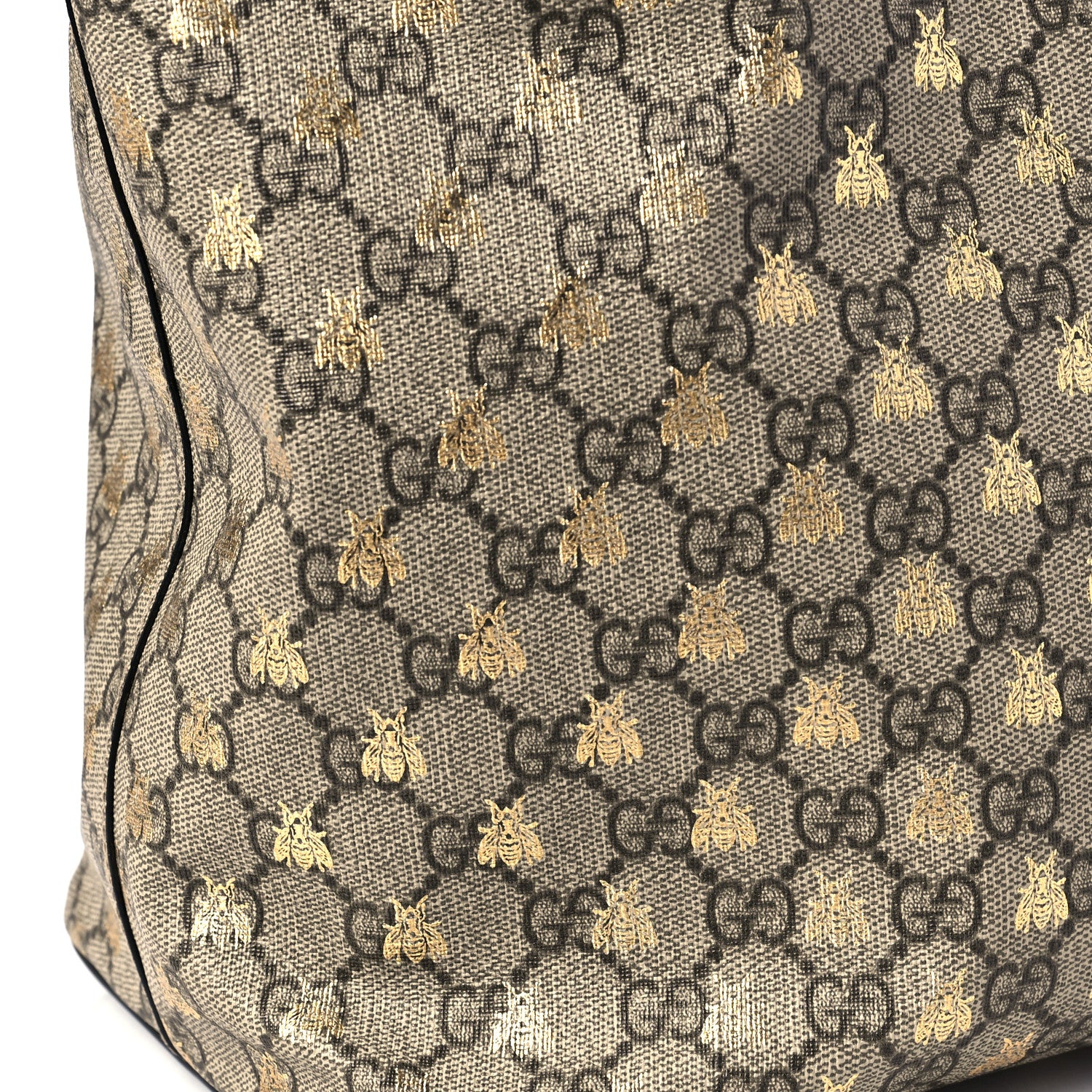 Gucci Soft GG Supreme Monogram Bees Medium Crossbody Tote Beige Oro Black 10 of 11