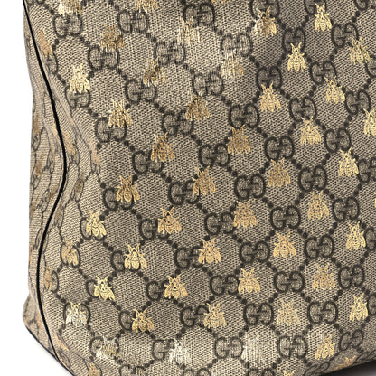 Gucci Soft GG Supreme Monogram Bees Medium Crossbody Tote Beige Oro Black 10 of 11