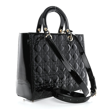 Christian Dior Patent Cannage Large Lady Dior Black 3 of 8